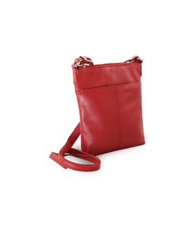 Červená kožená zipová kabelka 212-3013-31