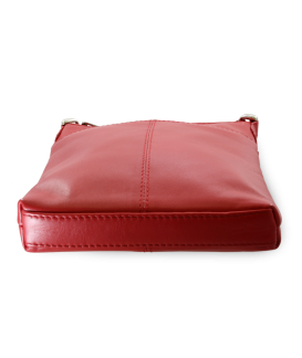 Červená kožená zipová kabelka 212-3013-31