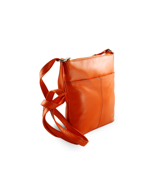 Oranžová kožená zipová kabelka 212-3013-84