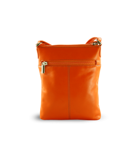 Oranžová kožená zipová minikabelka 212-3013-84