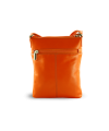 Oranžová kožená zipová kabelka 212-3013-84