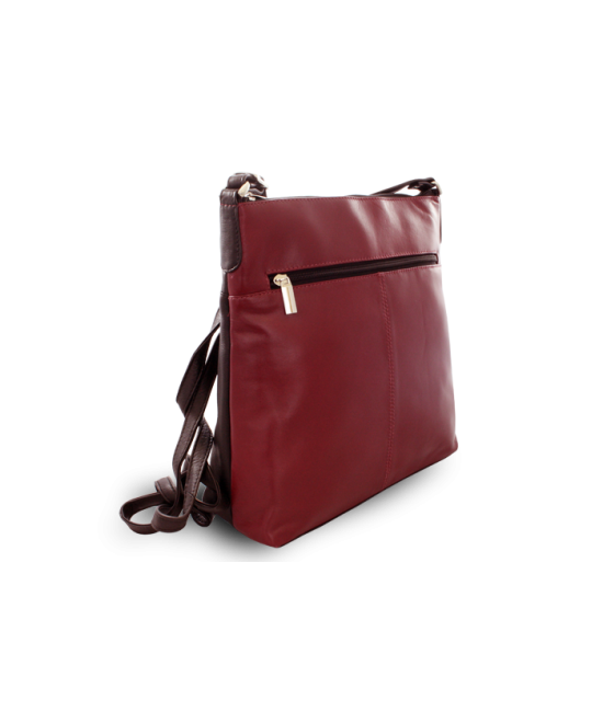 Burgundy-černá kožená zipová kabelka 212-3015-60/34