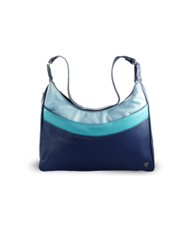 Modrá dámská kožená kabelka ve tvaru gondoly 212-6803S-M97