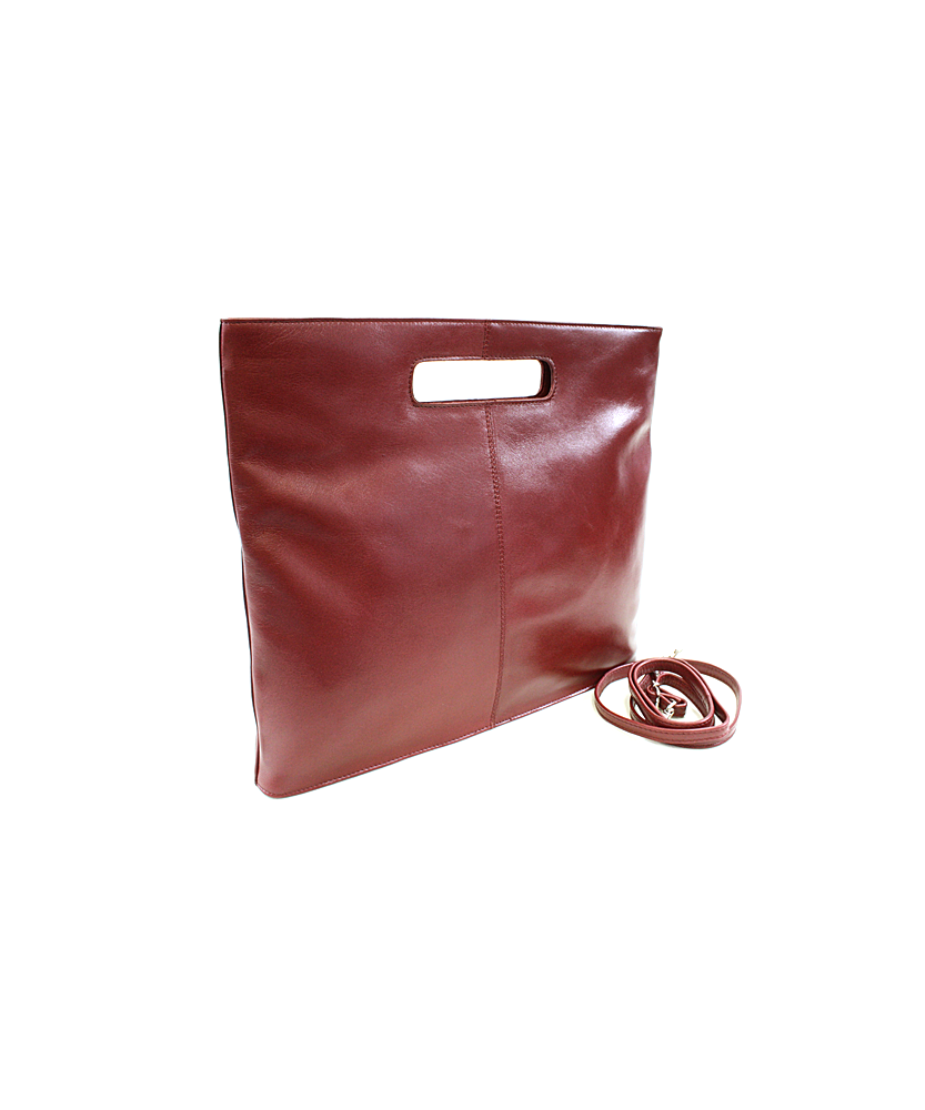 Červená kožená zipová kabelka 212-9123-31