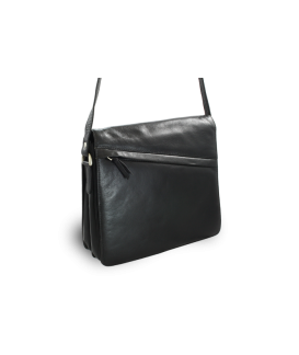 Černá kožená klopnová kabelka 213-4005-60