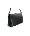 Černá kožená klopnová kabelka 213-7320-60