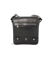 Malý černý pánský kožený crossbag s klopnou 215-1701-60