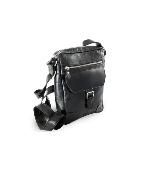 Černý pánský kožený zipový crossbag 215-1792-60 CRU