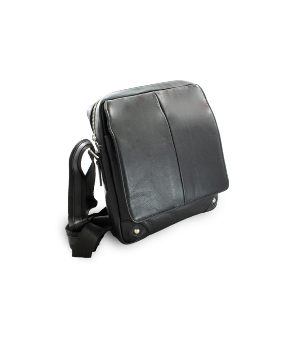 Velký černý kožený pánský crossbag 215-1918-60