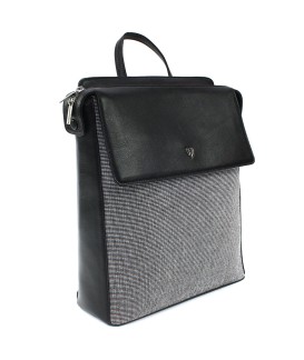 Černobílý městský kožený batoh 311-1660B-60/T