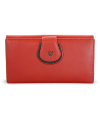 Červená dámská kožená rámová peněženka s ozdobnou klopnou 511-1526-31/60