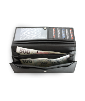 Černá dámská psaníčková kožená peněženka s klopnou 511-2018-60