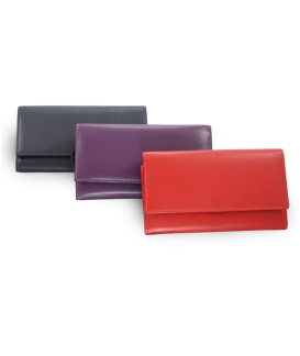 Červená dámská psaníčková kožená peněženka s klopnou 511-2120-31