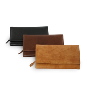 Černá dámská psaníčková kožená peněženka s klopnou 511-2120-60