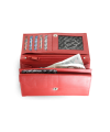 Červená dámská kožená psaníčková peněženka s klopnou 511-4027-31