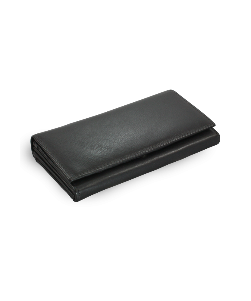 Černá dámská psaníčková kožená peněženka s klopnou 511-4233-60
