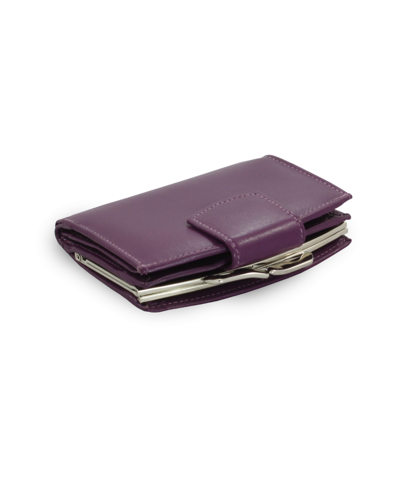 Fialová dámská kožená rámová peněženka se zápinkou 511-4357-76