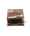 Tmavě hnědá dámská psaníčková kožená peněženka s klopnou 511-7120-47