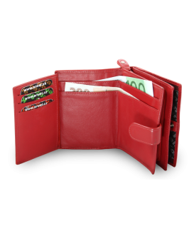Červená dámská kožená peněženka se zápinkou 511-9769-31