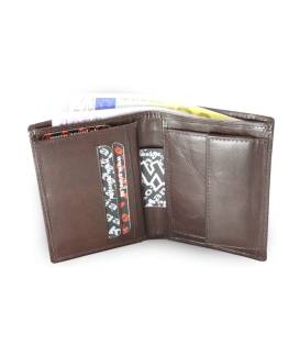 Tmavě hnědá pánská kožená peněženka a dokladovka 514-1790-47