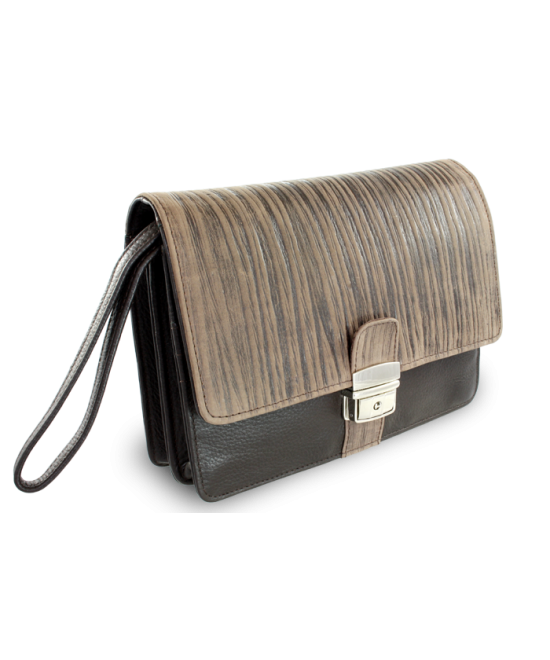 Tmavě hnědá pánská kožená dokladová etue ve stylu BAMBOO 611-2411F-47