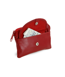 Červená kožená klíčenka se zipovou a klopnovou kapsičkou 619-0365-31
