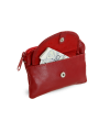 Červená kožená klíčenka se zipovou a klopnovou kapsičkou 619-0365-31