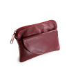 Burgundy kožená klíčenka se zipovou a klopnovou kapsičkou 619-0365-34