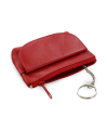 Červená kožená klíčenka se zipovou a klopnovou kapsičkou 619-0369-31