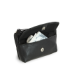 Černá kožená klíčenka se zipovou a klopnovou kapsičkou 619-0369-60
