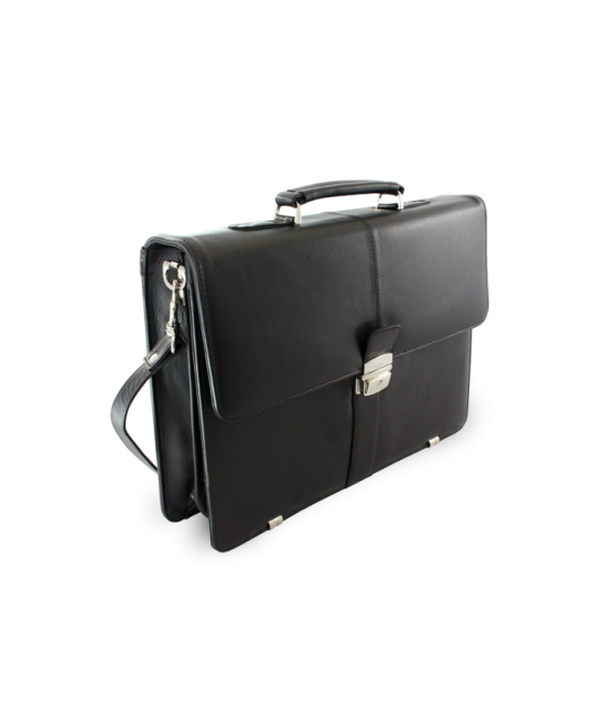Černá kožená aktovka s přihrádkou pro notebook 112-5056-60