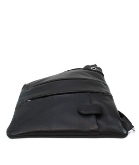 Černý kožený pánský zipový crossbag 216-1574-60
