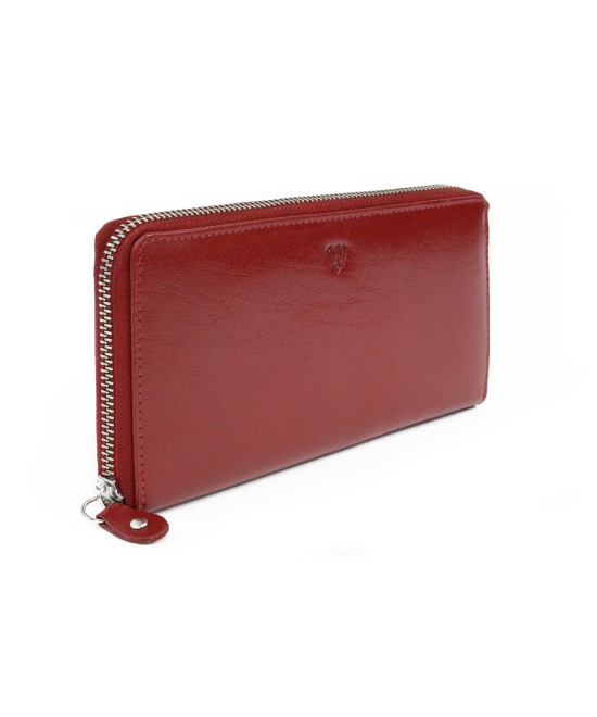 Červená dámská kožená zipová peněženka 511-3559-31