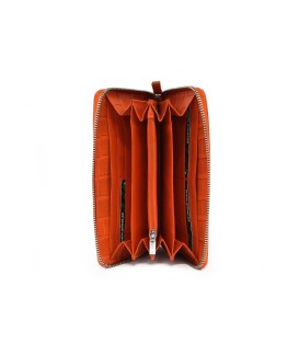 Oranžová croco dámská kožená zipová peněženka 511-1306-84