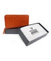 Oranžová croco dámská kožená zipová peněženka 511-1306-84