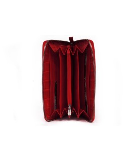 Tmavě červená croco dámská kožená zipová peněženka 511-1306-31