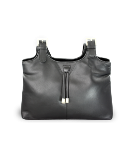 Černá dámská kožená zipová kabelka 212-7019-60