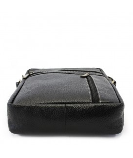 Černý pánský kožený zipový crossbag 215-1218-60