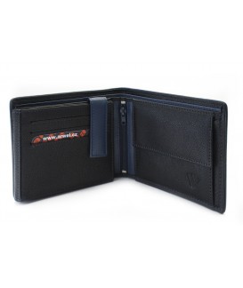 Černá pánská kožená peněženka s modrou zápinkou 513-8142-60/97