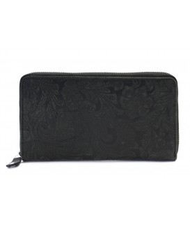 Černá dámská kožená zipová peněženka se vzorem 511-2265-60
