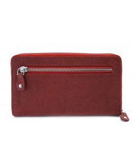 Červená dámská kožená zipová peněženka se vzorem 511-2265-31