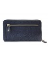 Tmavě modrá dámská kožená zipová peněženka se vzorem 511-2265-97