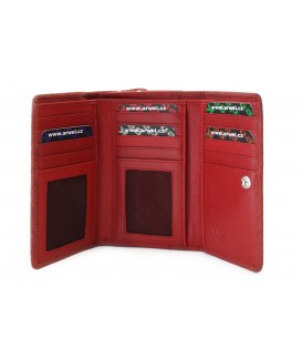 Červená dámská střední kožená peněženka s klopnou 511-2266-31