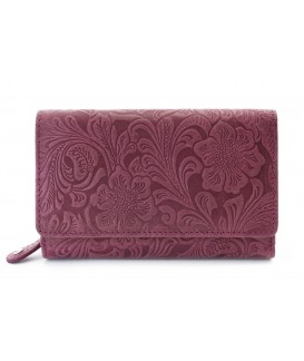 Fuchsiová dámská střední kožená peněženka s klopnou 511-2266-36