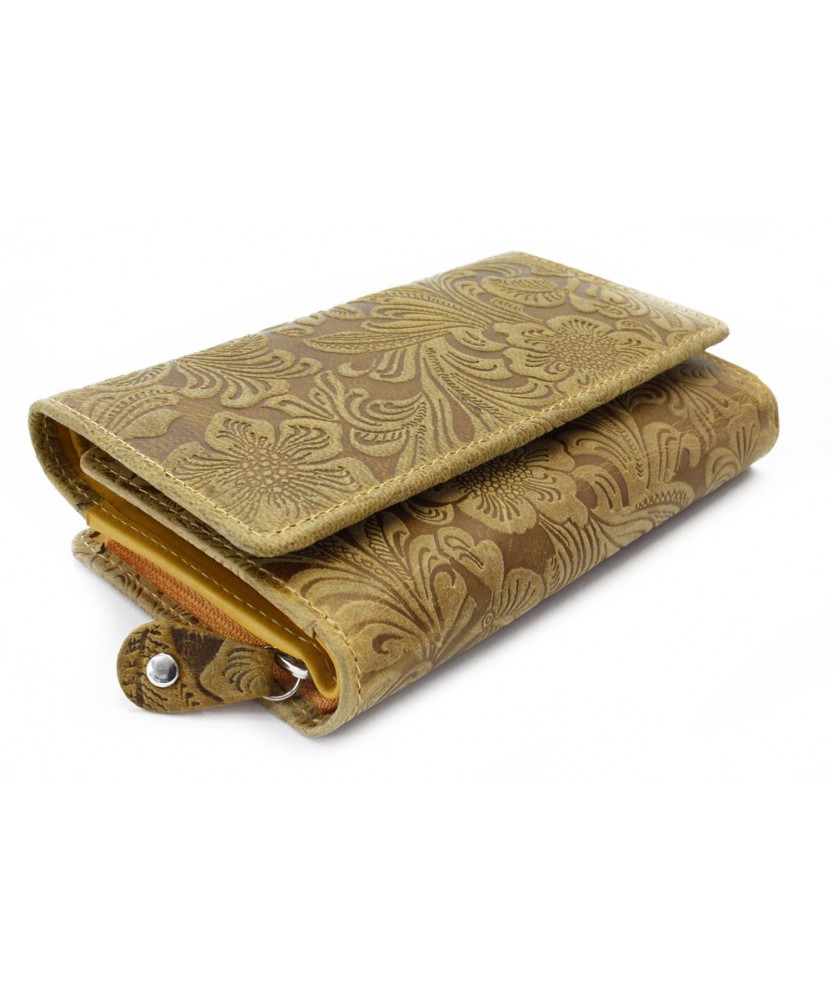 Žlutá dámská střední kožená peněženka s klopnou 511-2266-86