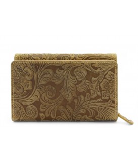 Žlutá dámská střední kožená peněženka s klopnou 511-2266-86