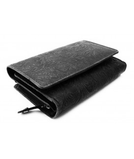 Černá dámská střední kožená peněženka s klopnou 511-2266-60