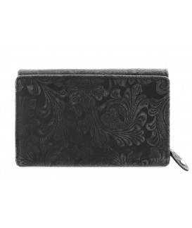 Černá dámská střední kožená peněženka s klopnou 511-2266-60
