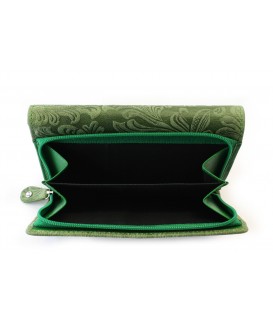 Zelená dámská střední kožená peněženka s klopnou 511-2266-57