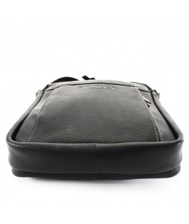 Černý pánský kožený zipový crossbag 215-8913-60